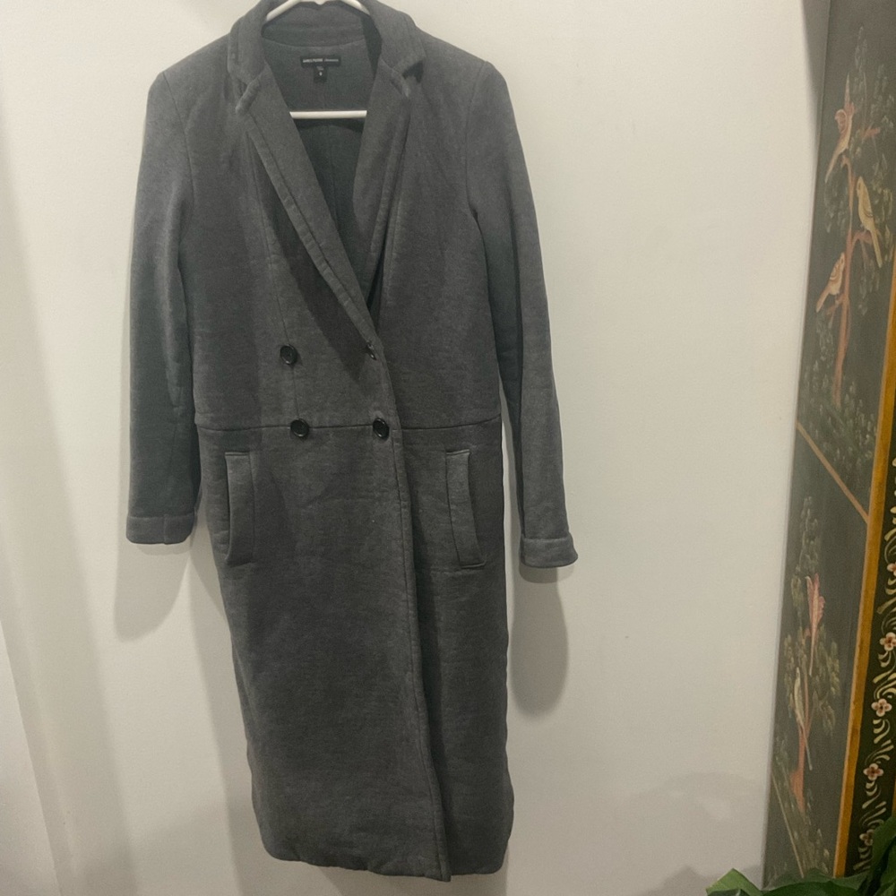 James Perse Charcoal 100% Cotton Trench Coat.